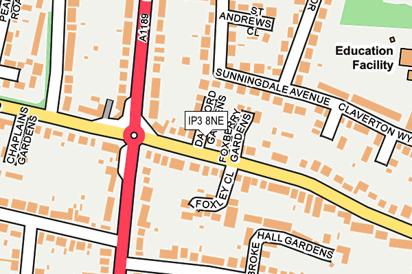 IP3 8NE map - OS OpenMap – Local (Ordnance Survey)