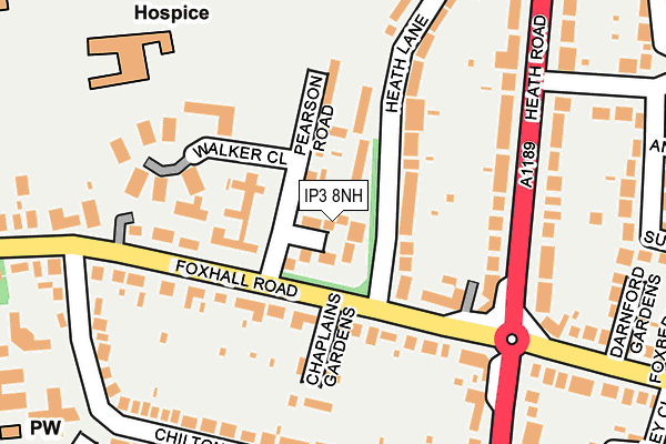 IP3 8NH map - OS OpenMap – Local (Ordnance Survey)