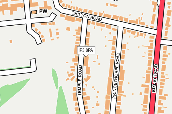 IP3 8PA map - OS OpenMap – Local (Ordnance Survey)