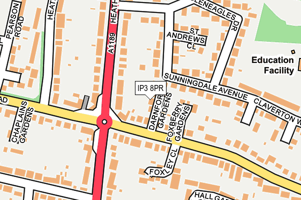 IP3 8PR map - OS OpenMap – Local (Ordnance Survey)