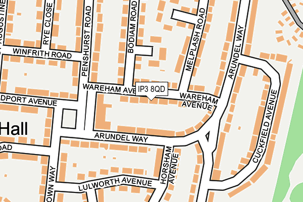IP3 8QD map - OS OpenMap – Local (Ordnance Survey)