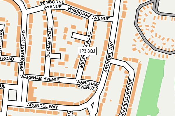 IP3 8QJ map - OS OpenMap – Local (Ordnance Survey)