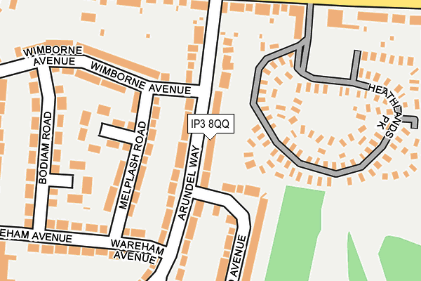 IP3 8QQ map - OS OpenMap – Local (Ordnance Survey)