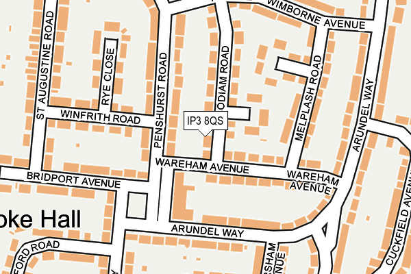 IP3 8QS map - OS OpenMap – Local (Ordnance Survey)