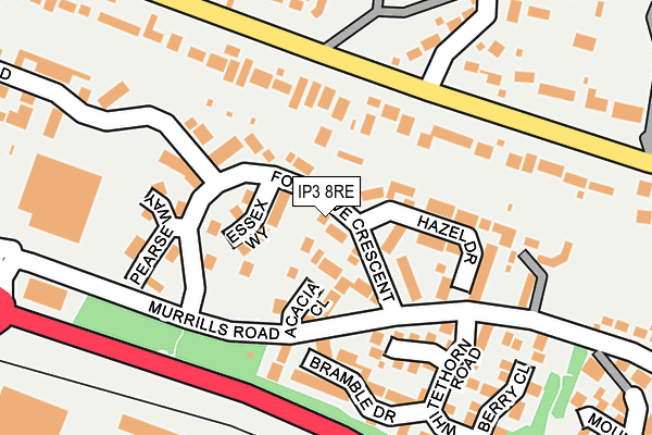 IP3 8RE map - OS OpenMap – Local (Ordnance Survey)
