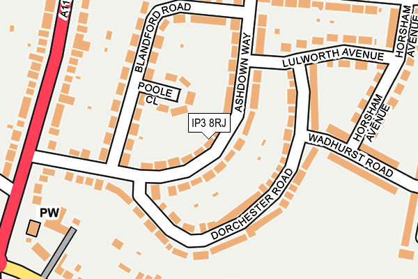 IP3 8RJ map - OS OpenMap – Local (Ordnance Survey)