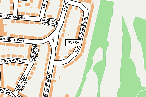 IP3 8SA map - OS OpenMap – Local (Ordnance Survey)