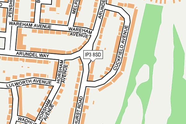 IP3 8SD map - OS OpenMap – Local (Ordnance Survey)