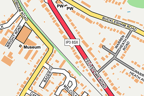 IP3 8SX map - OS OpenMap – Local (Ordnance Survey)