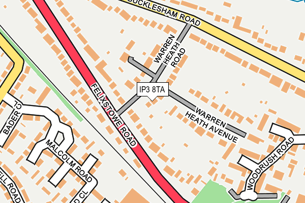 IP3 8TA map - OS OpenMap – Local (Ordnance Survey)
