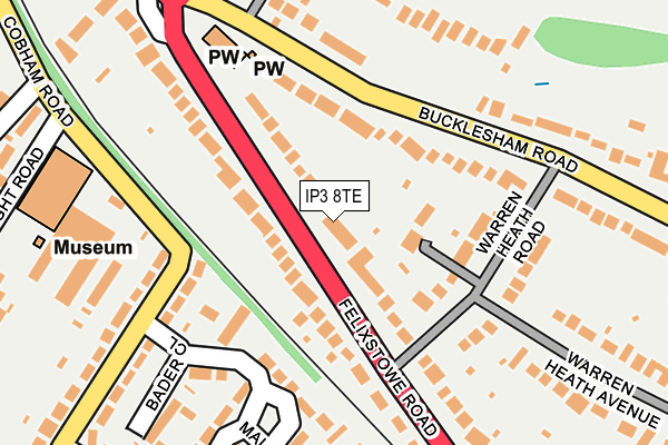 IP3 8TE map - OS OpenMap – Local (Ordnance Survey)