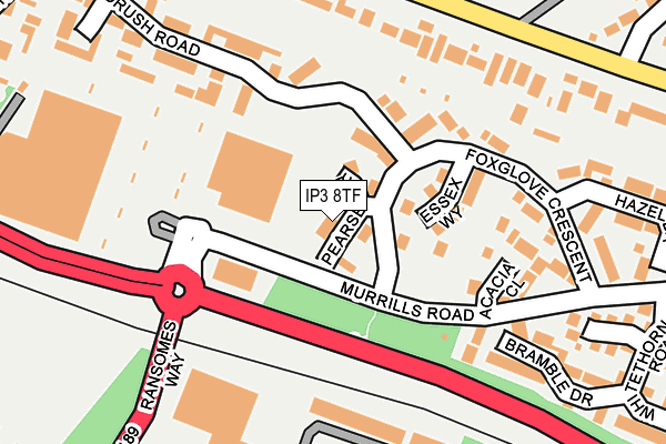 IP3 8TF map - OS OpenMap – Local (Ordnance Survey)