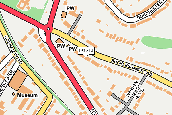 IP3 8TJ map - OS OpenMap – Local (Ordnance Survey)