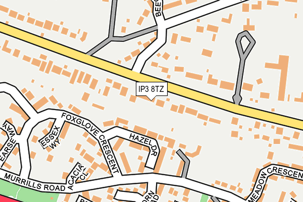 IP3 8TZ map - OS OpenMap – Local (Ordnance Survey)