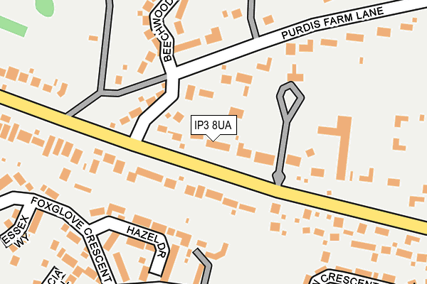 IP3 8UA map - OS OpenMap – Local (Ordnance Survey)