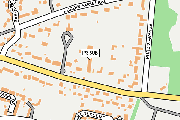 IP3 8UB map - OS OpenMap – Local (Ordnance Survey)