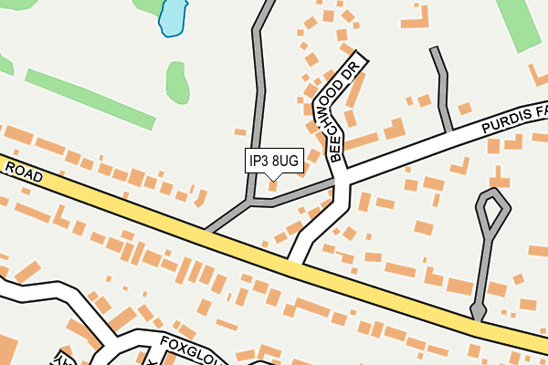 IP3 8UG map - OS OpenMap – Local (Ordnance Survey)