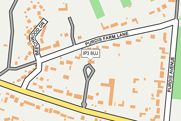 IP3 8UJ map - OS OpenMap – Local (Ordnance Survey)