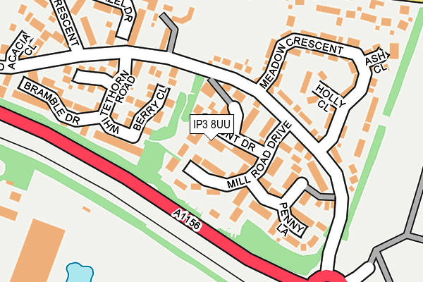 IP3 8UU map - OS OpenMap – Local (Ordnance Survey)