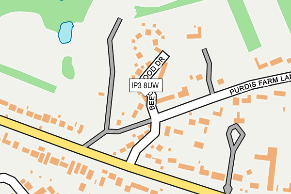 IP3 8UW map - OS OpenMap – Local (Ordnance Survey)