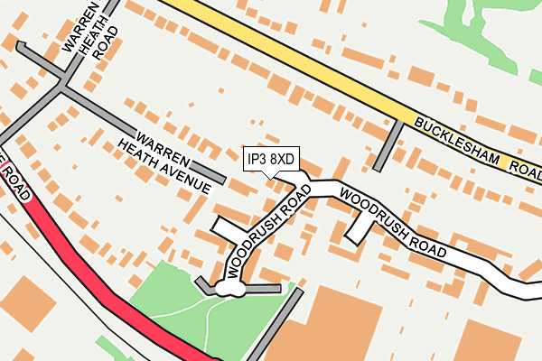 IP3 8XD map - OS OpenMap – Local (Ordnance Survey)
