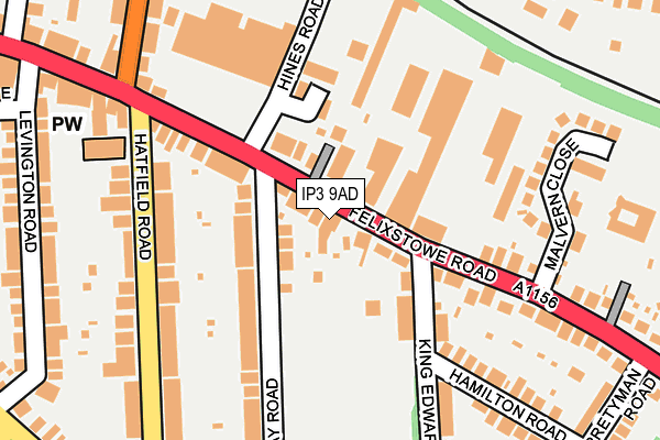 IP3 9AD map - OS OpenMap – Local (Ordnance Survey)