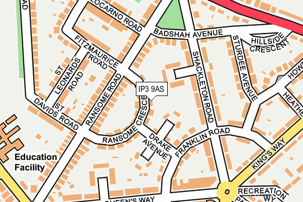 IP3 9AS map - OS OpenMap – Local (Ordnance Survey)