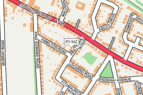 IP3 9AZ map - OS OpenMap – Local (Ordnance Survey)