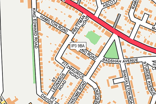 IP3 9BA map - OS OpenMap – Local (Ordnance Survey)