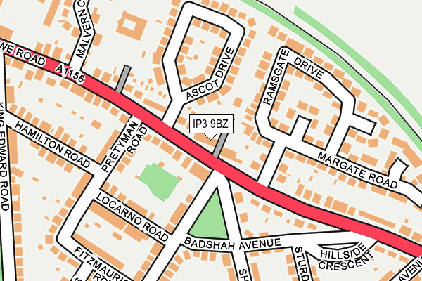 IP3 9BZ map - OS OpenMap – Local (Ordnance Survey)