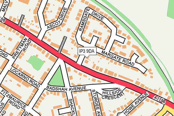 IP3 9DA map - OS OpenMap – Local (Ordnance Survey)