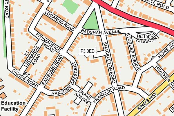 IP3 9ED map - OS OpenMap – Local (Ordnance Survey)