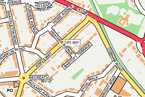 IP3 9EP map - OS OpenMap – Local (Ordnance Survey)