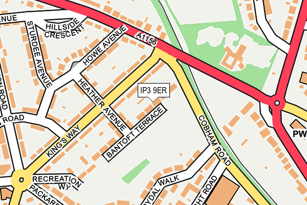 IP3 9ER map - OS OpenMap – Local (Ordnance Survey)