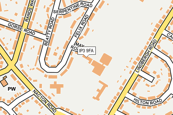 IP3 9FA map - OS OpenMap – Local (Ordnance Survey)