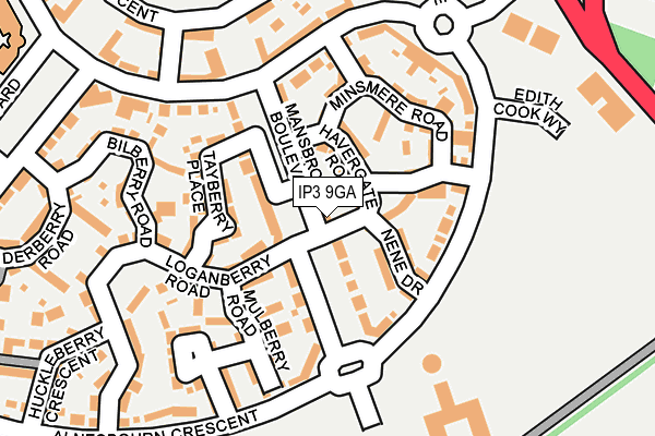 IP3 9GA map - OS OpenMap – Local (Ordnance Survey)