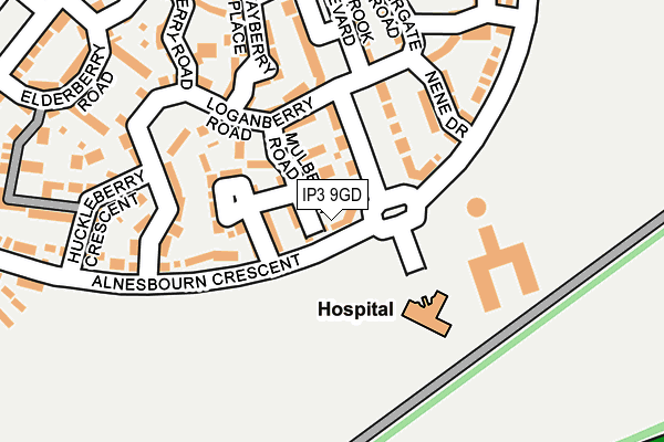 IP3 9GD map - OS OpenMap – Local (Ordnance Survey)