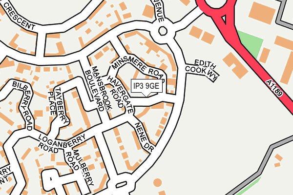 IP3 9GE map - OS OpenMap – Local (Ordnance Survey)