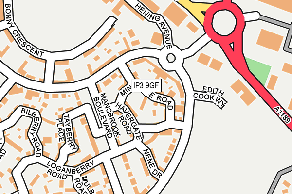 IP3 9GF map - OS OpenMap – Local (Ordnance Survey)