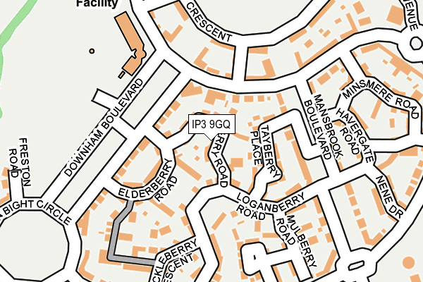 IP3 9GQ map - OS OpenMap – Local (Ordnance Survey)