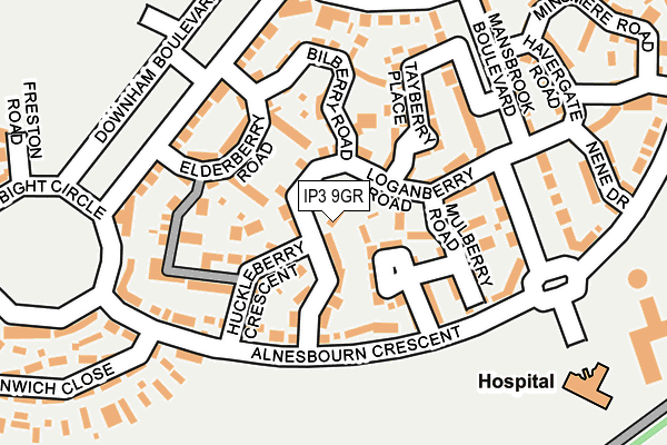 IP3 9GR map - OS OpenMap – Local (Ordnance Survey)