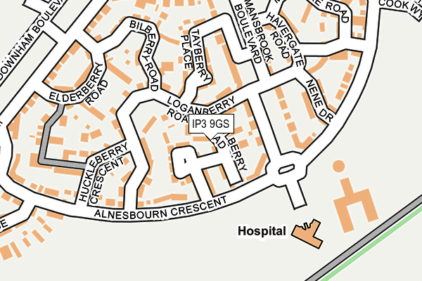 IP3 9GS map - OS OpenMap – Local (Ordnance Survey)