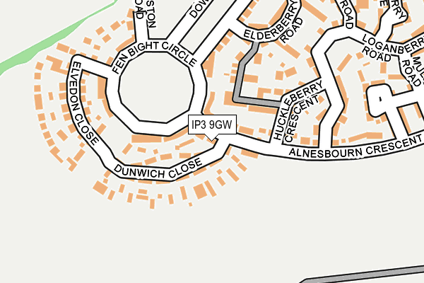 IP3 9GW map - OS OpenMap – Local (Ordnance Survey)