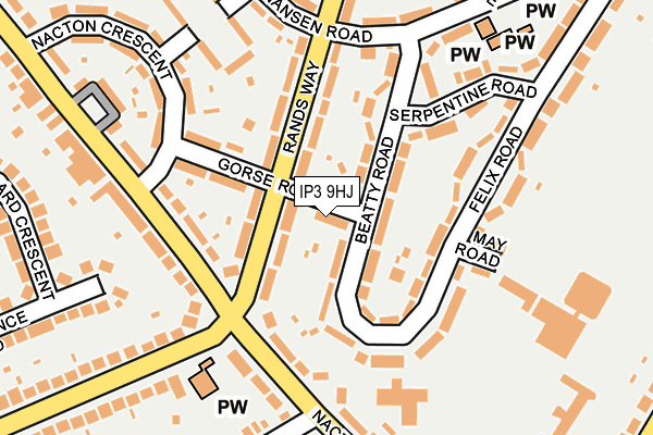 IP3 9HJ map - OS OpenMap – Local (Ordnance Survey)