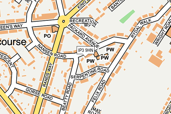 IP3 9HN map - OS OpenMap – Local (Ordnance Survey)