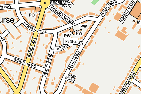 IP3 9HZ map - OS OpenMap – Local (Ordnance Survey)