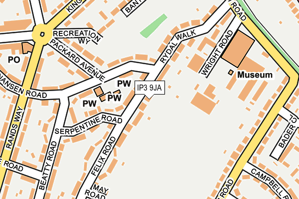 IP3 9JA map - OS OpenMap – Local (Ordnance Survey)