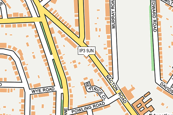 IP3 9JN map - OS OpenMap – Local (Ordnance Survey)
