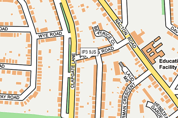 IP3 9JS map - OS OpenMap – Local (Ordnance Survey)