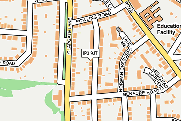 IP3 9JT map - OS OpenMap – Local (Ordnance Survey)